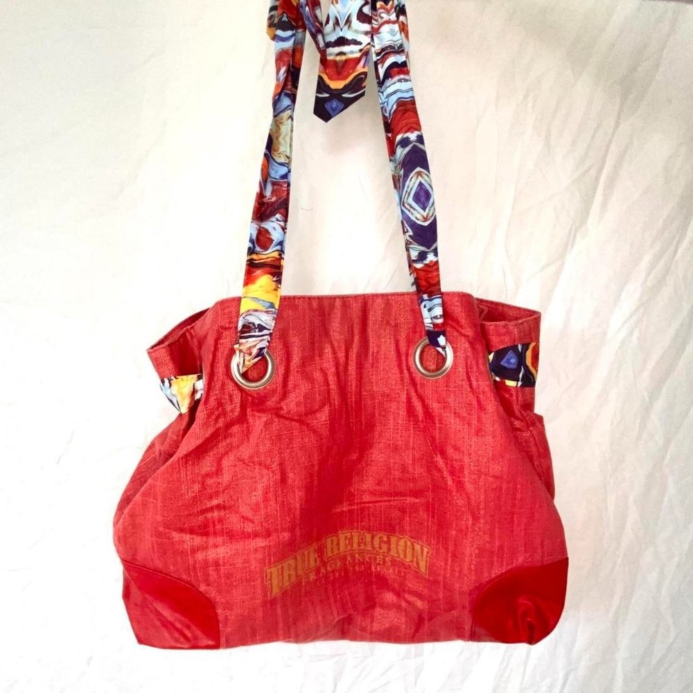 True Religion Red Purse Tie Shoulder